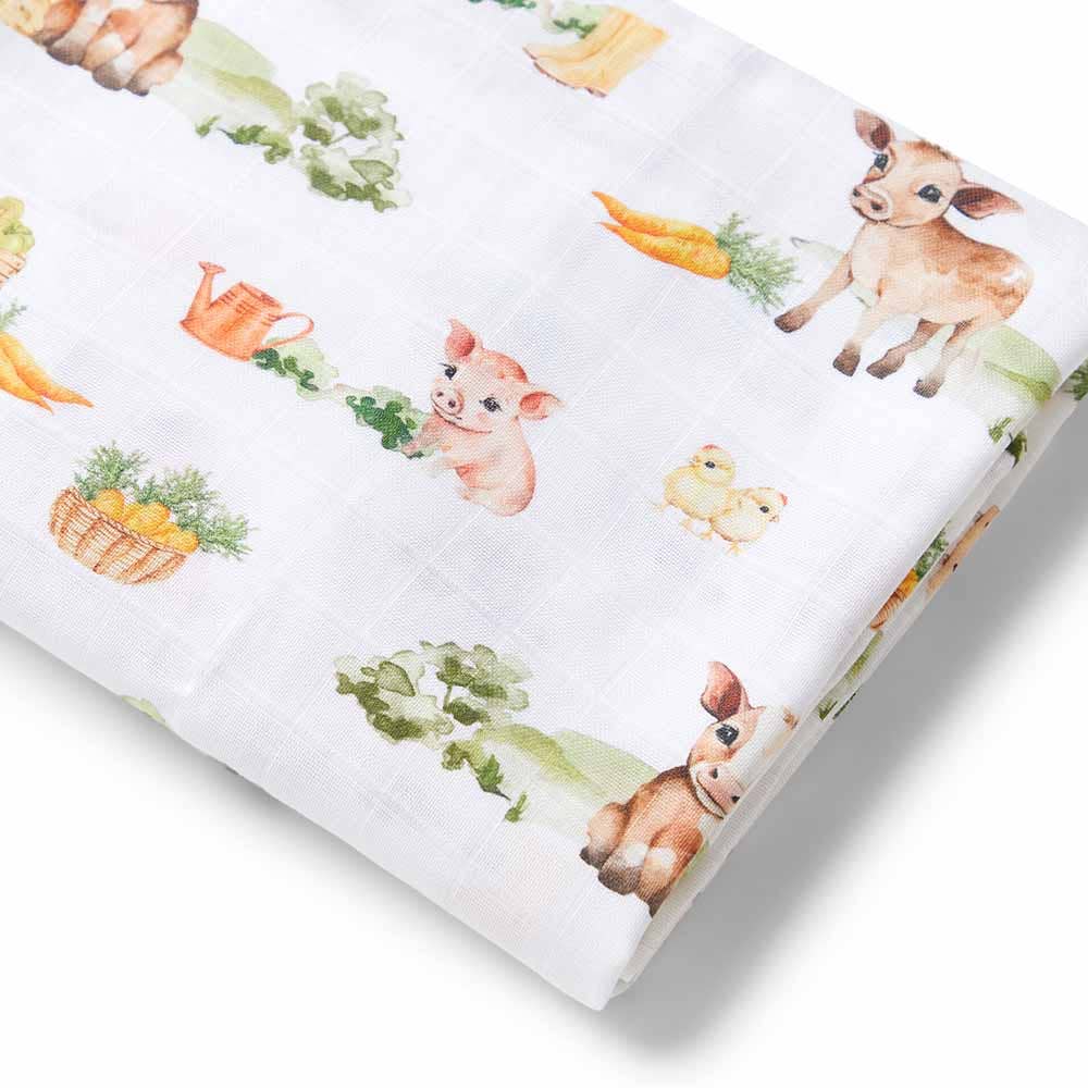 Farm Print Organic Muslin Wrap
