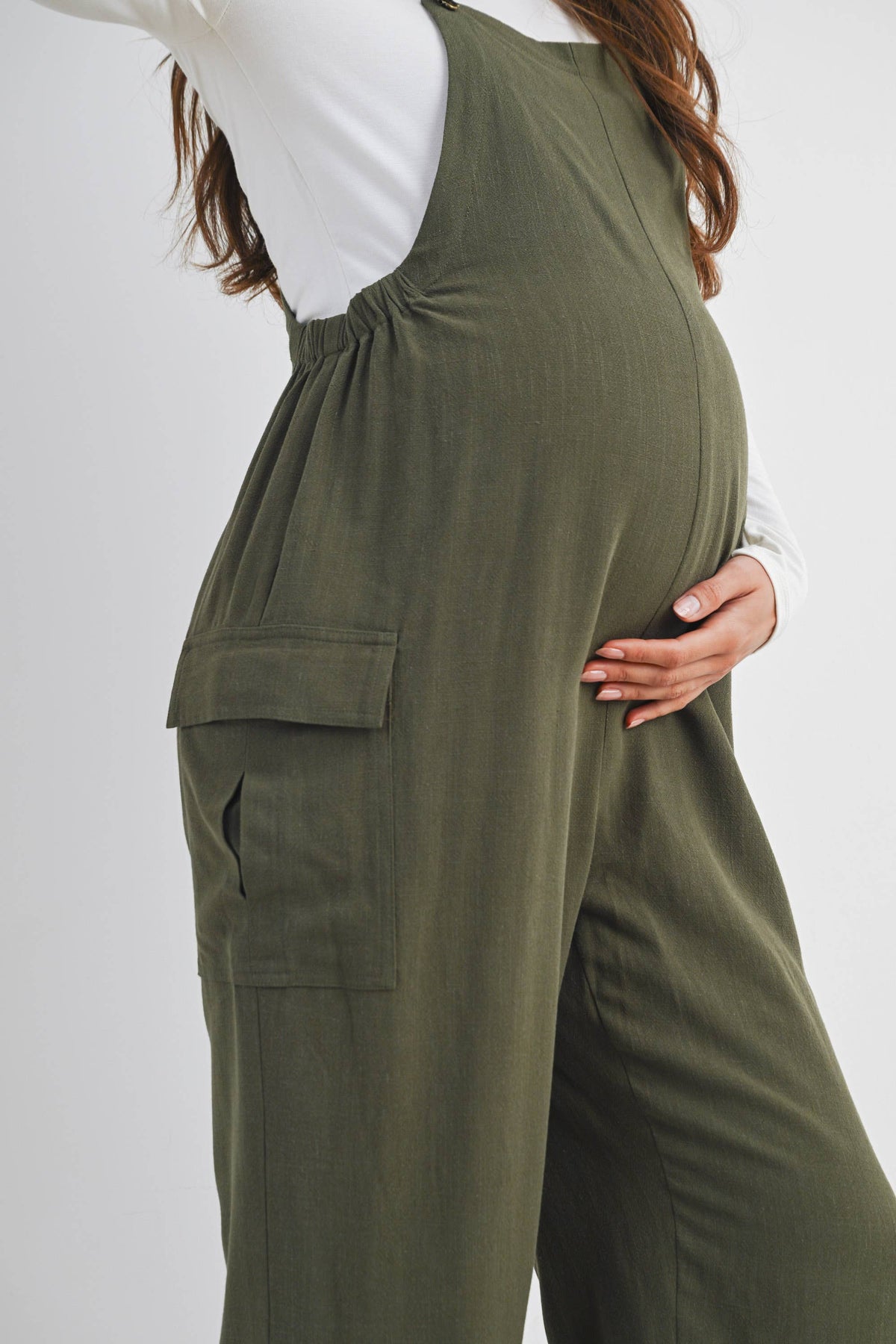 Straight Leg Maternity Adjustable Overalls - Baby Dill