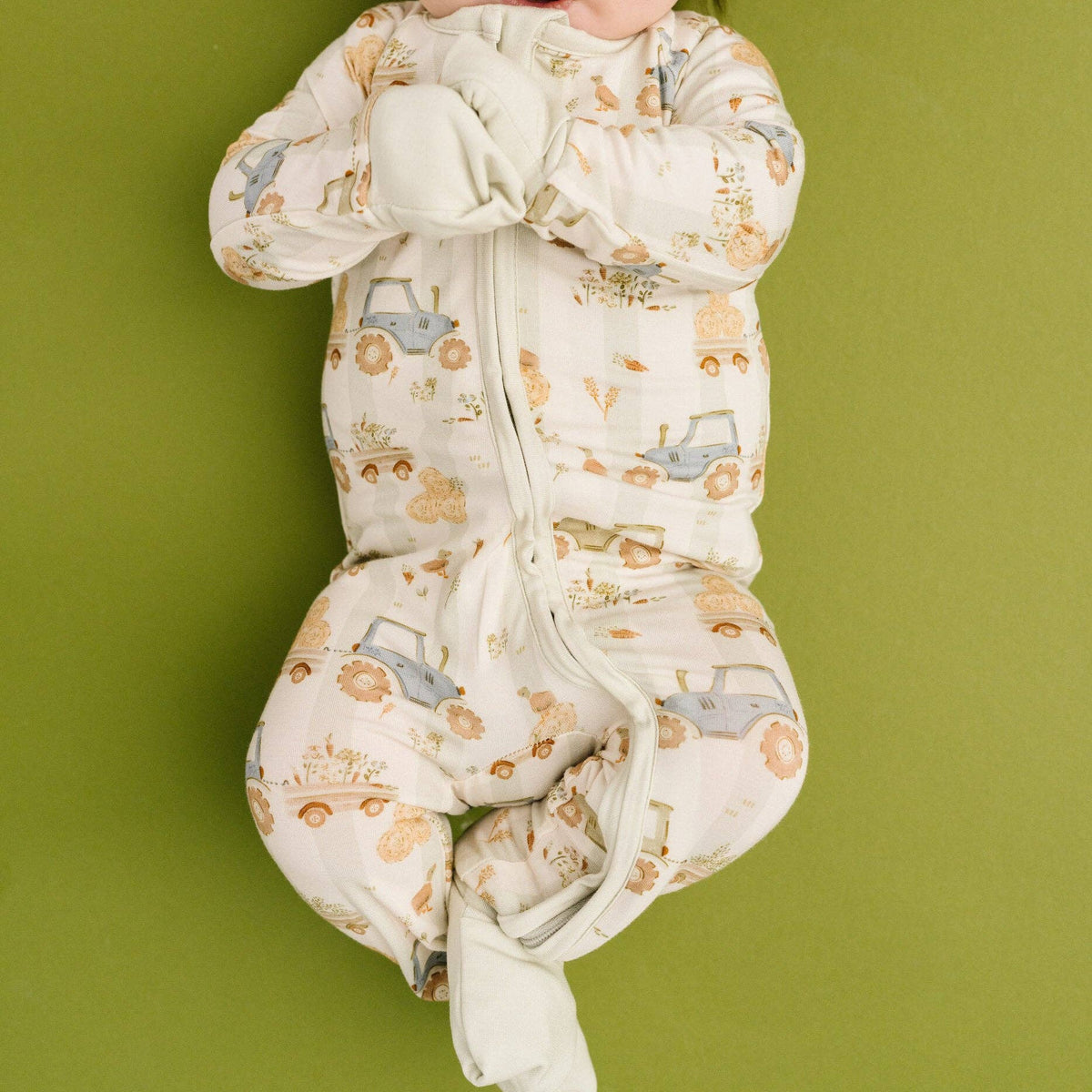 Little One Shop - Tractor Trails Bamboo Sleeper - Baby Dill