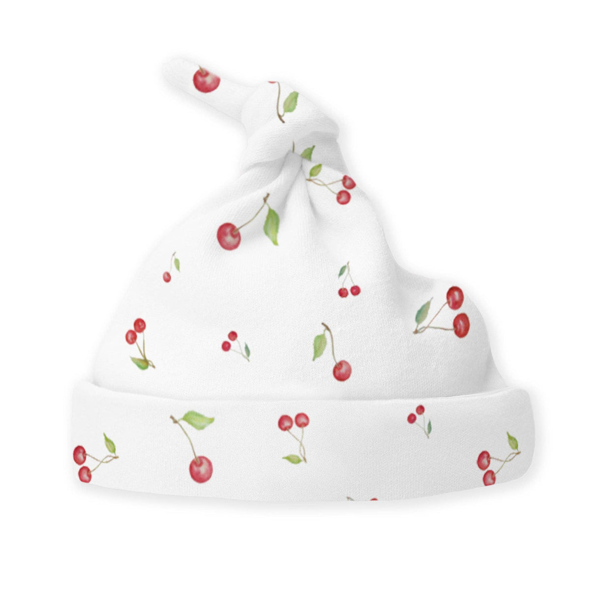 SwaddleDesigns - Organic Cotton Knotted Hat - Watercolor Little Cherries