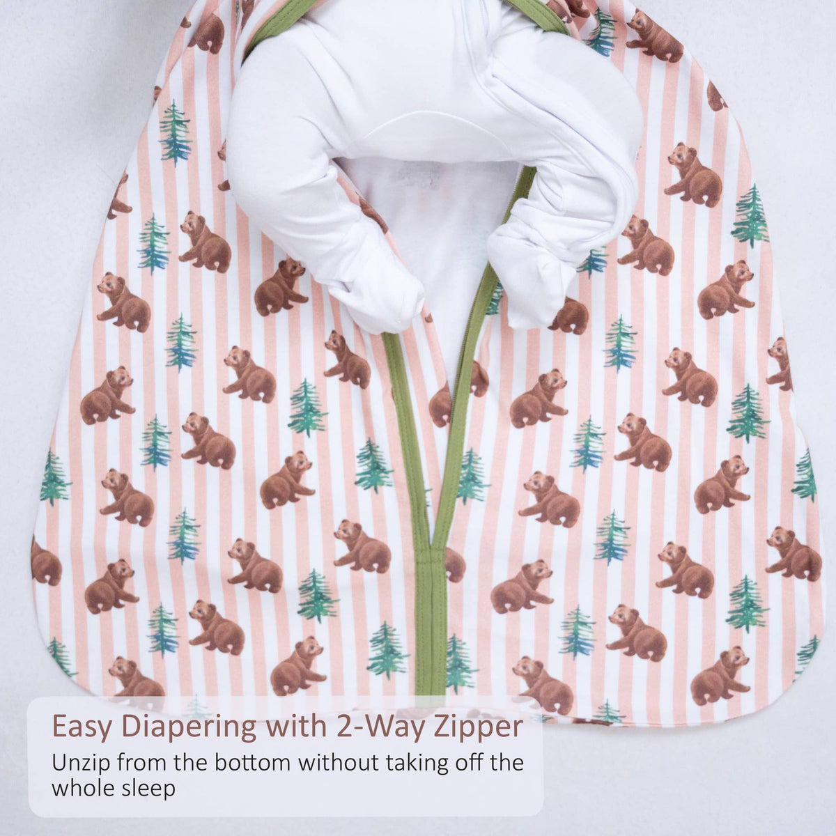 LollyBanks - Baby Bear Baby Sleep Sack, 100% Organic Cotton - Baby Dill
