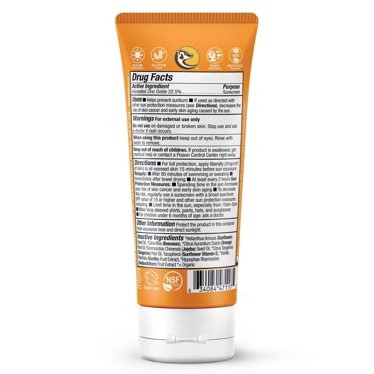 Badger Kids Mineral Sunscreen Cream SPF 40, with Zinc Oxide - Baby Dill