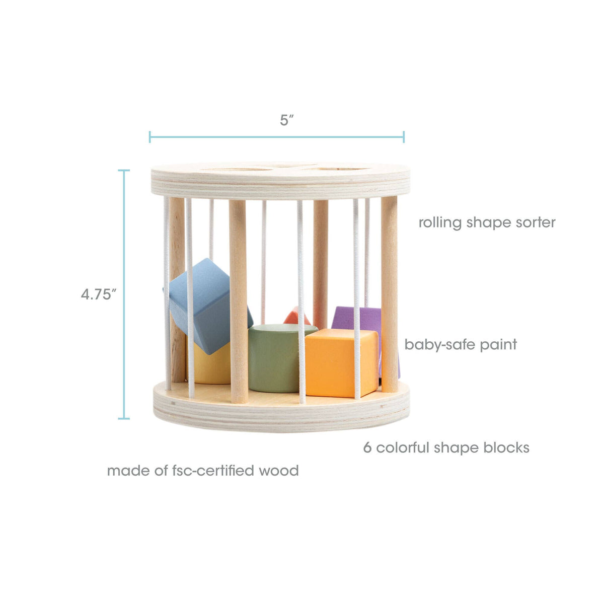 Wooden Shape Sorter, Toddlers Montessori Learning Toy