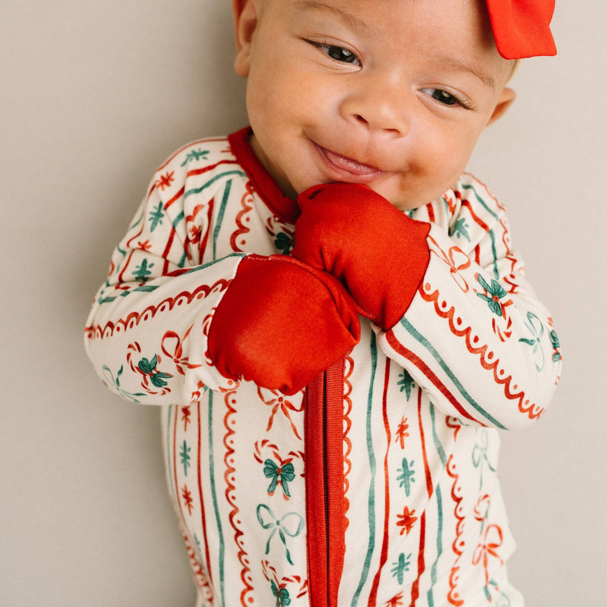 Christmas Dainty Bow Double Zip Bamboo Sleeper