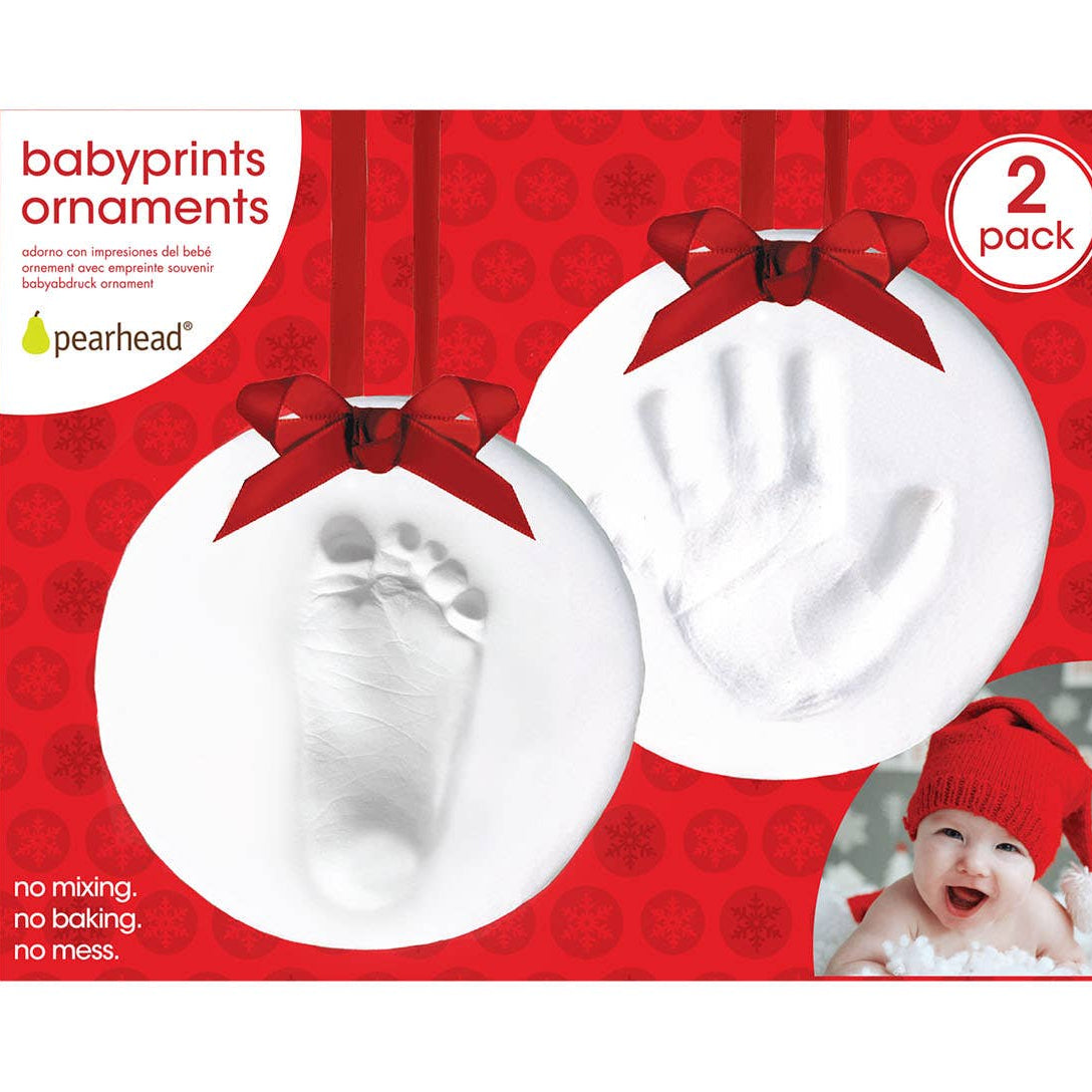 Baby Handprint or Footprint Christmas Ornament Kit, Set of 2