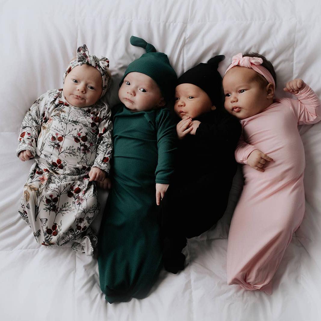 Ribbed Knotted Newborn Baby Gown Sleepwear