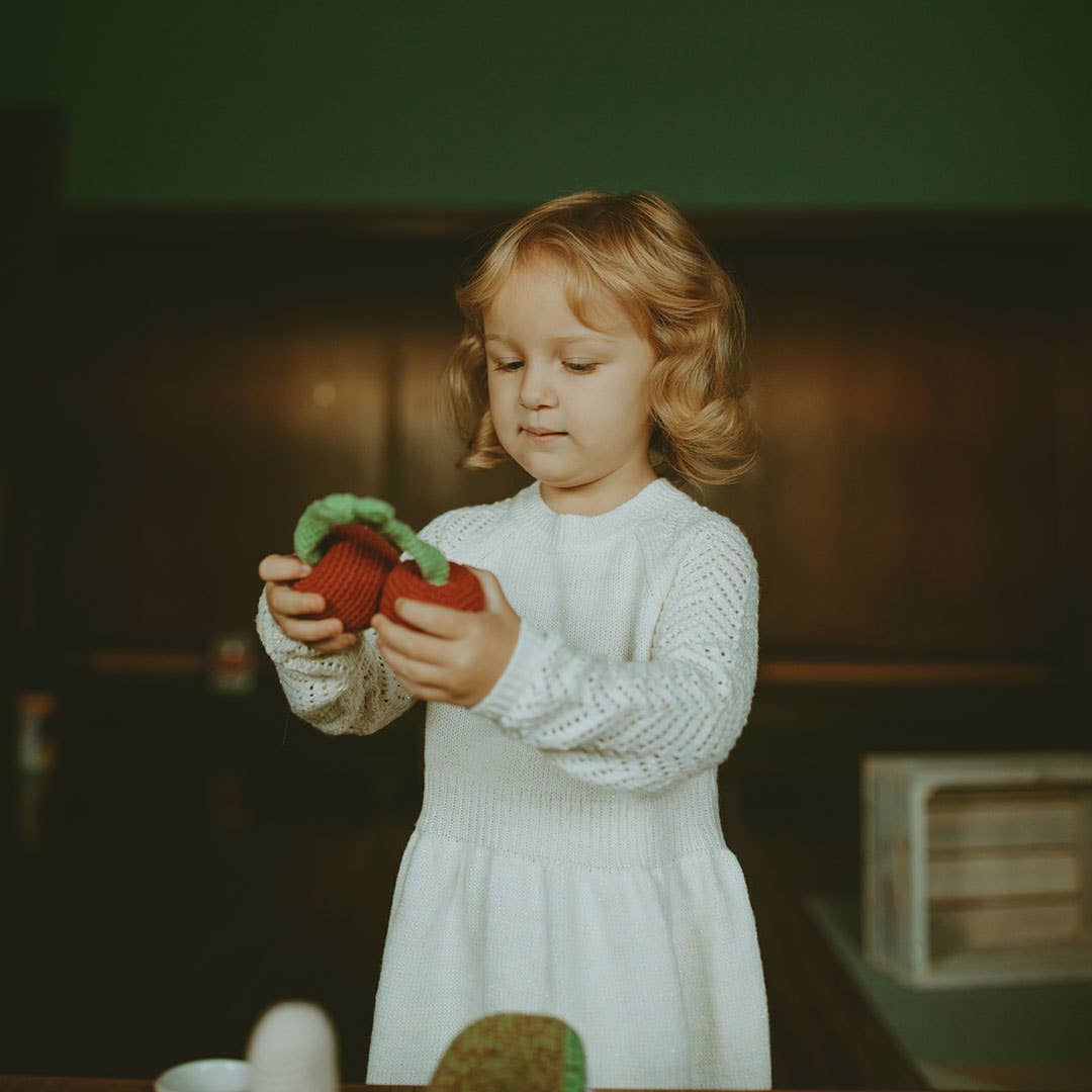 Crochet Play Food Rattle - Cherries - Baby Dill