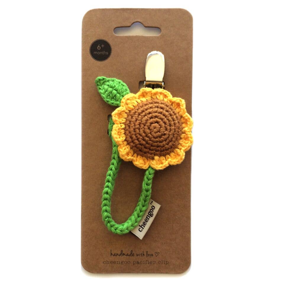 Crochet Sunflower Pacifier Clip