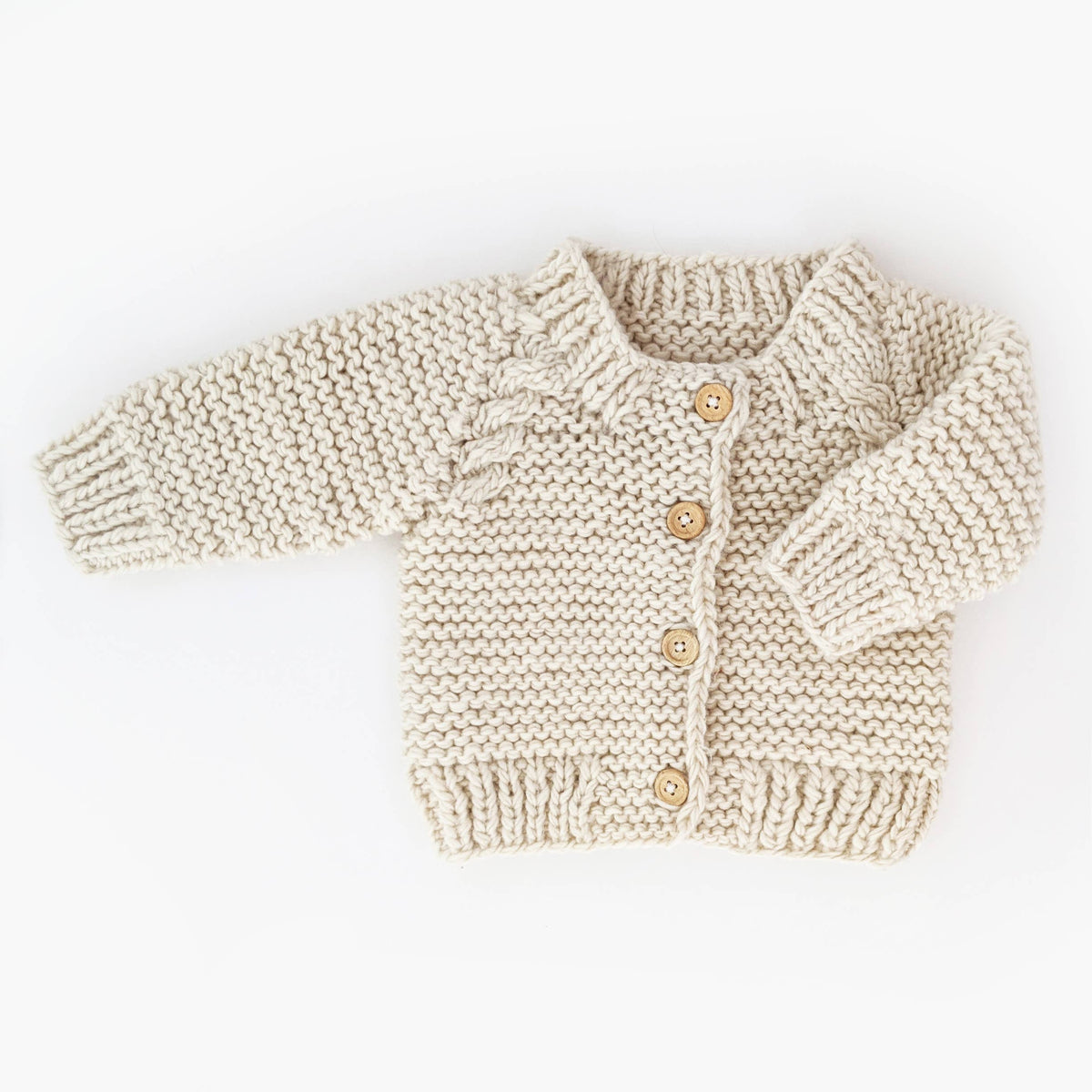 Garter Stitch Hand Knit Cardigan Sweater