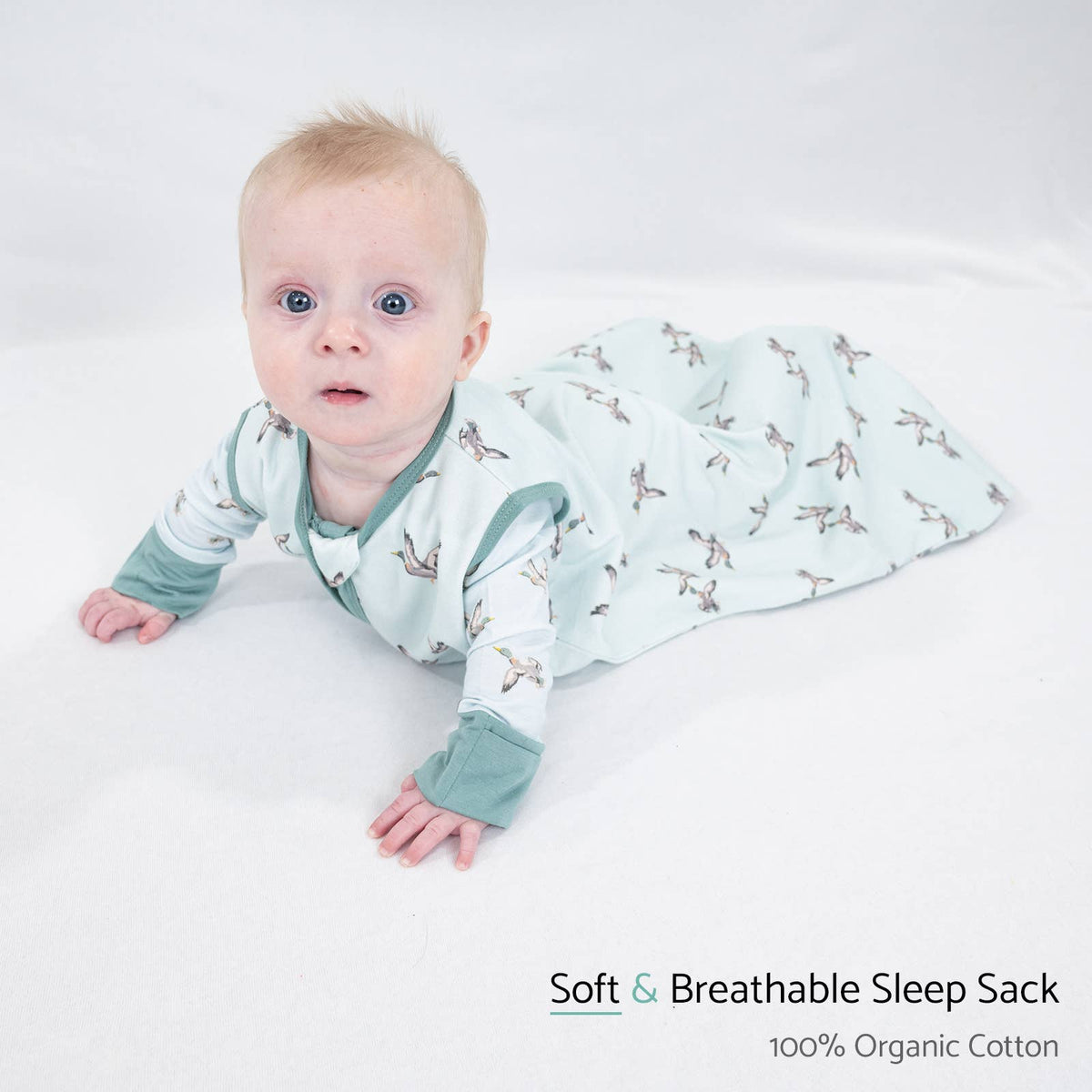 LollyBanks - Quackin'Up Mallard Duck Sleep Sack, 100% Organic Cotton - Baby Dill
