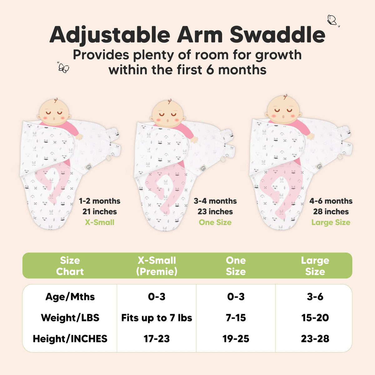 3pk Soothe Baby Swaddles 0-3 Months Sleep Sack for Newborns