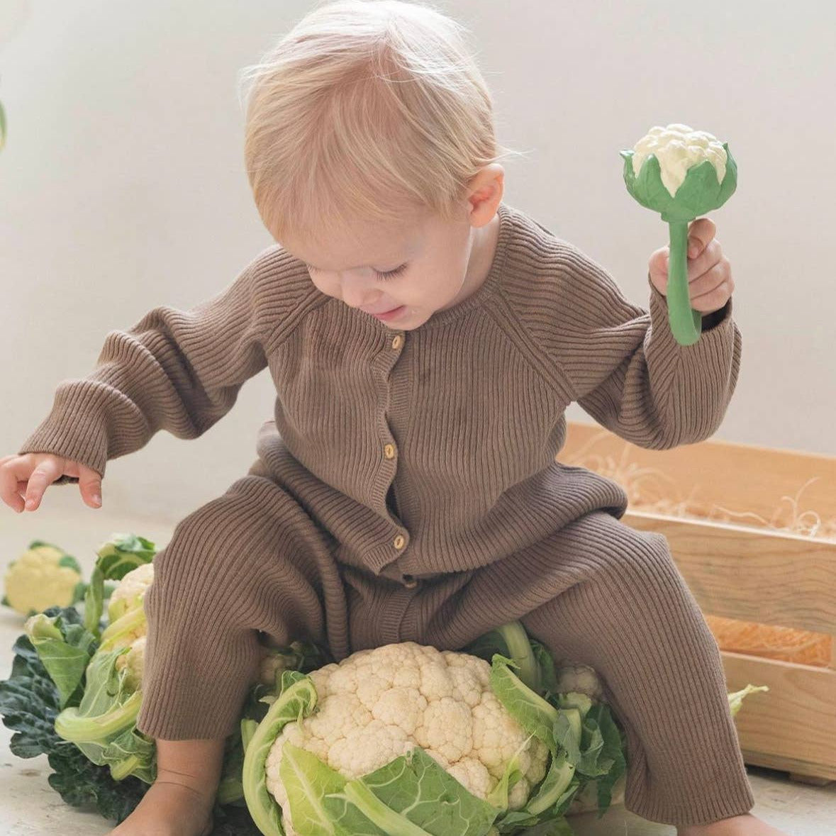 Cauliflower Organic Rubber Rattle - Baby Dill