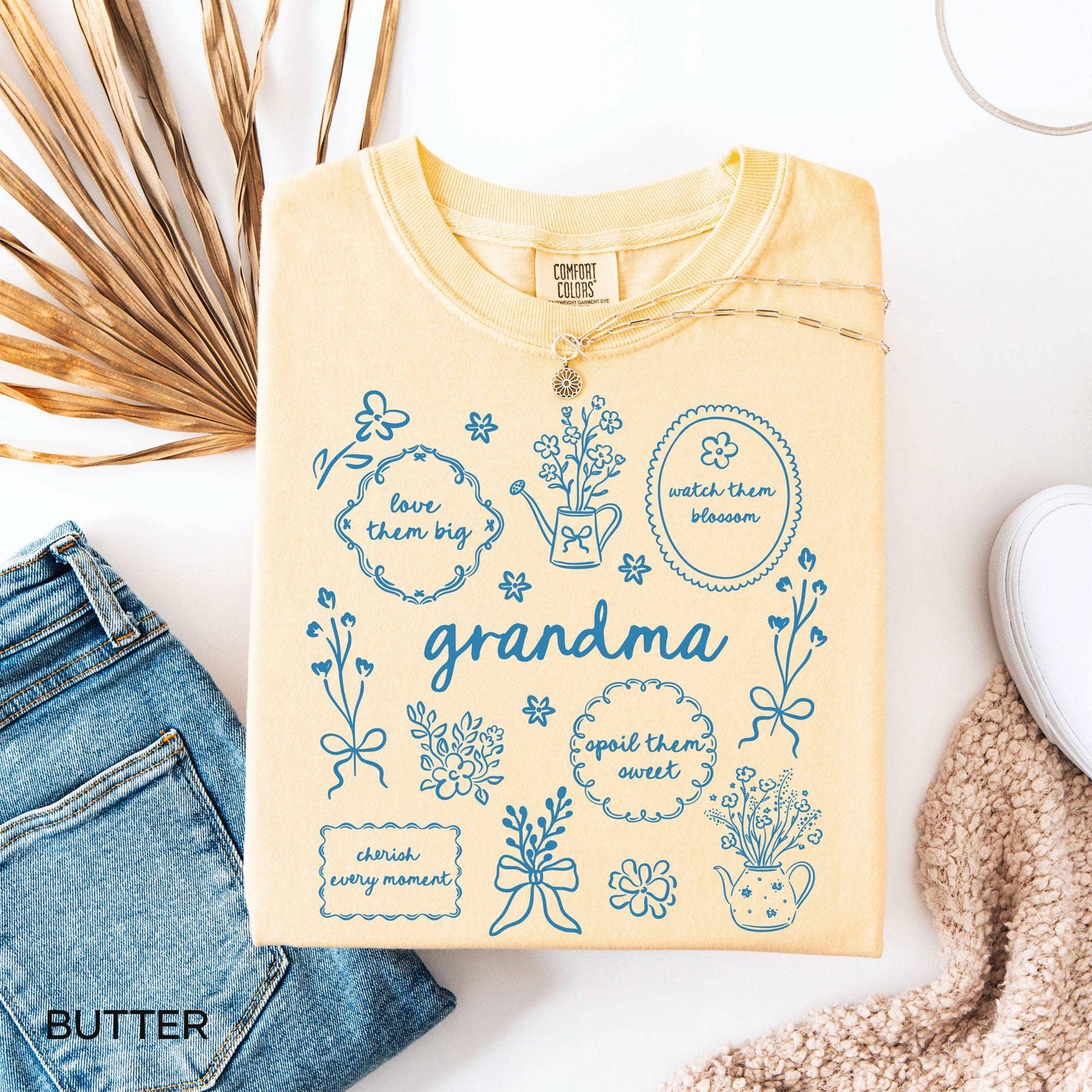 Glaime - Comfort Colors Floral Grandma Shirt, Grandma Sweater - Baby Dill