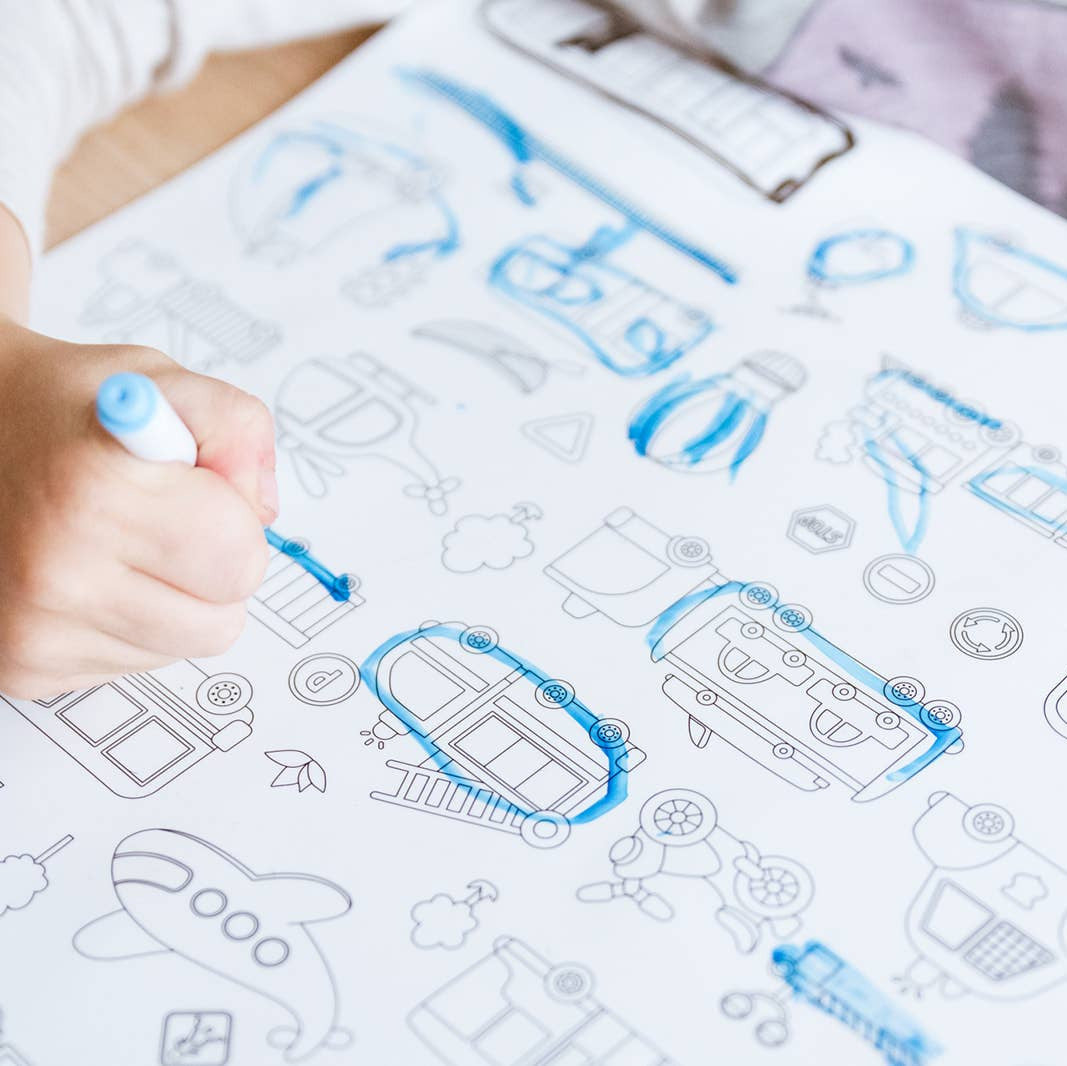 Silicone Reusable Coloring Placemat with Markers - Baby Dill