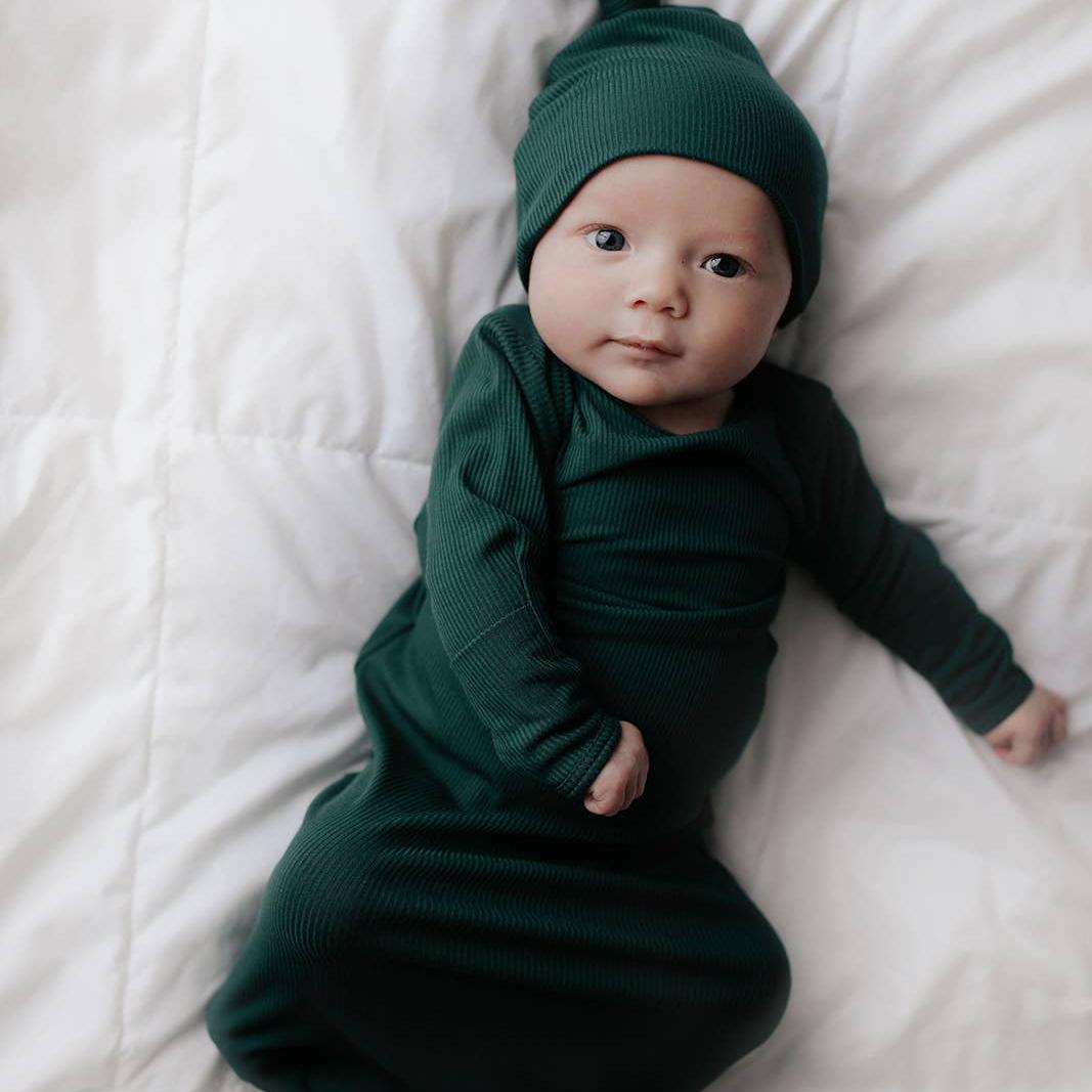 Ribbed Knotted Newborn Baby Gown Sleepwear