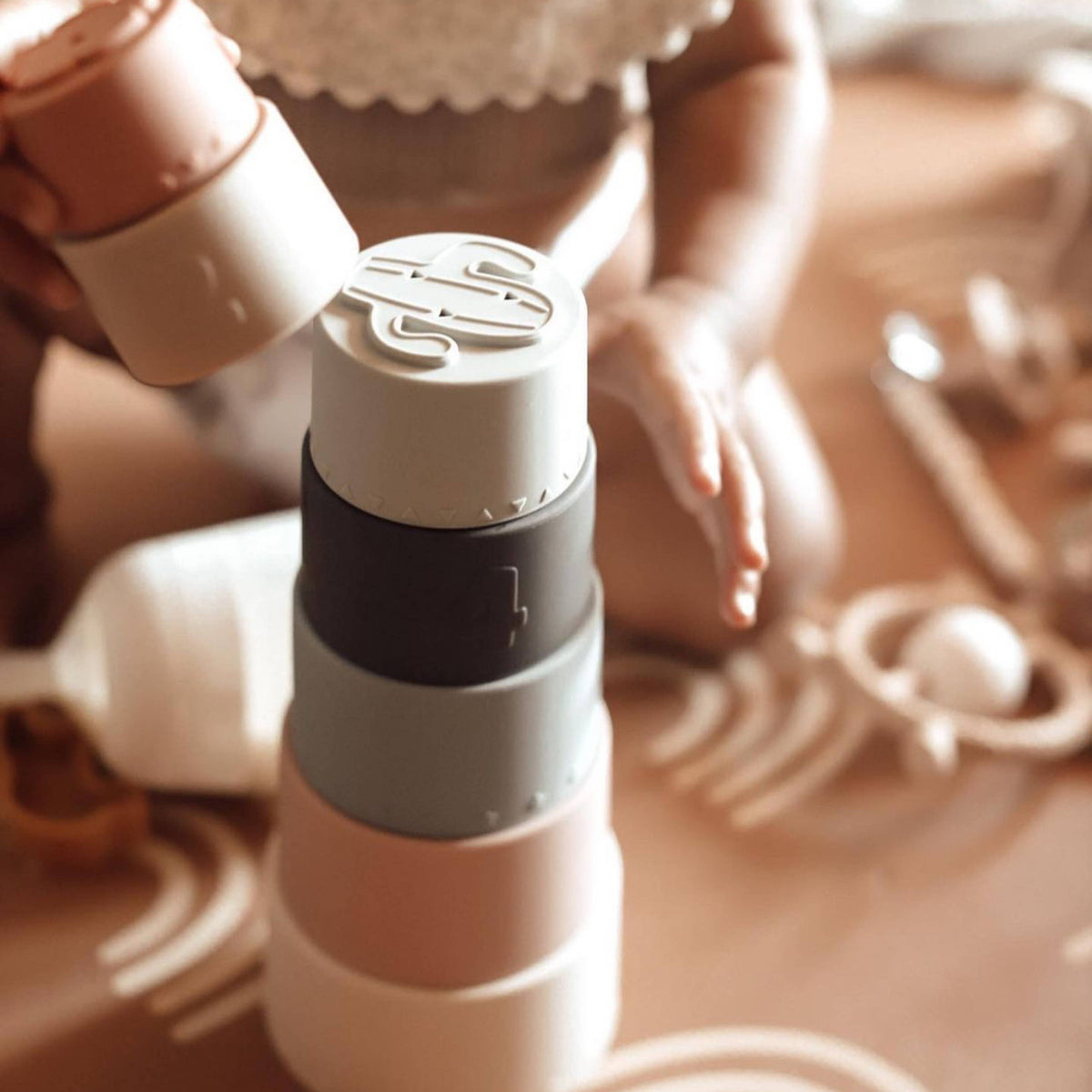 Stacking Cups Toy Soft Silicone with Shapes Bath or Beach - Baby Dill