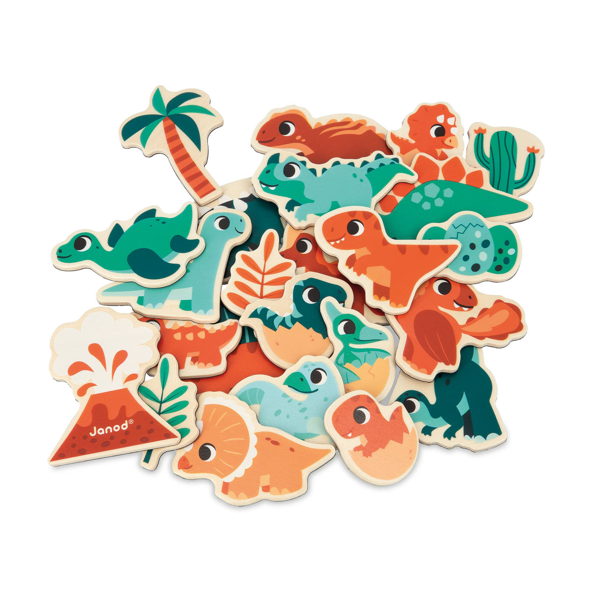 Janod - Set of Magnets | Dino | 24 wooden magnetic pieces | toy - Baby Dill