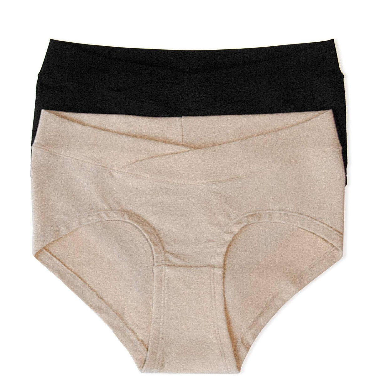 Bamboo Maternity &amp; Postpartum Panties - 2 Pack black &amp; beige