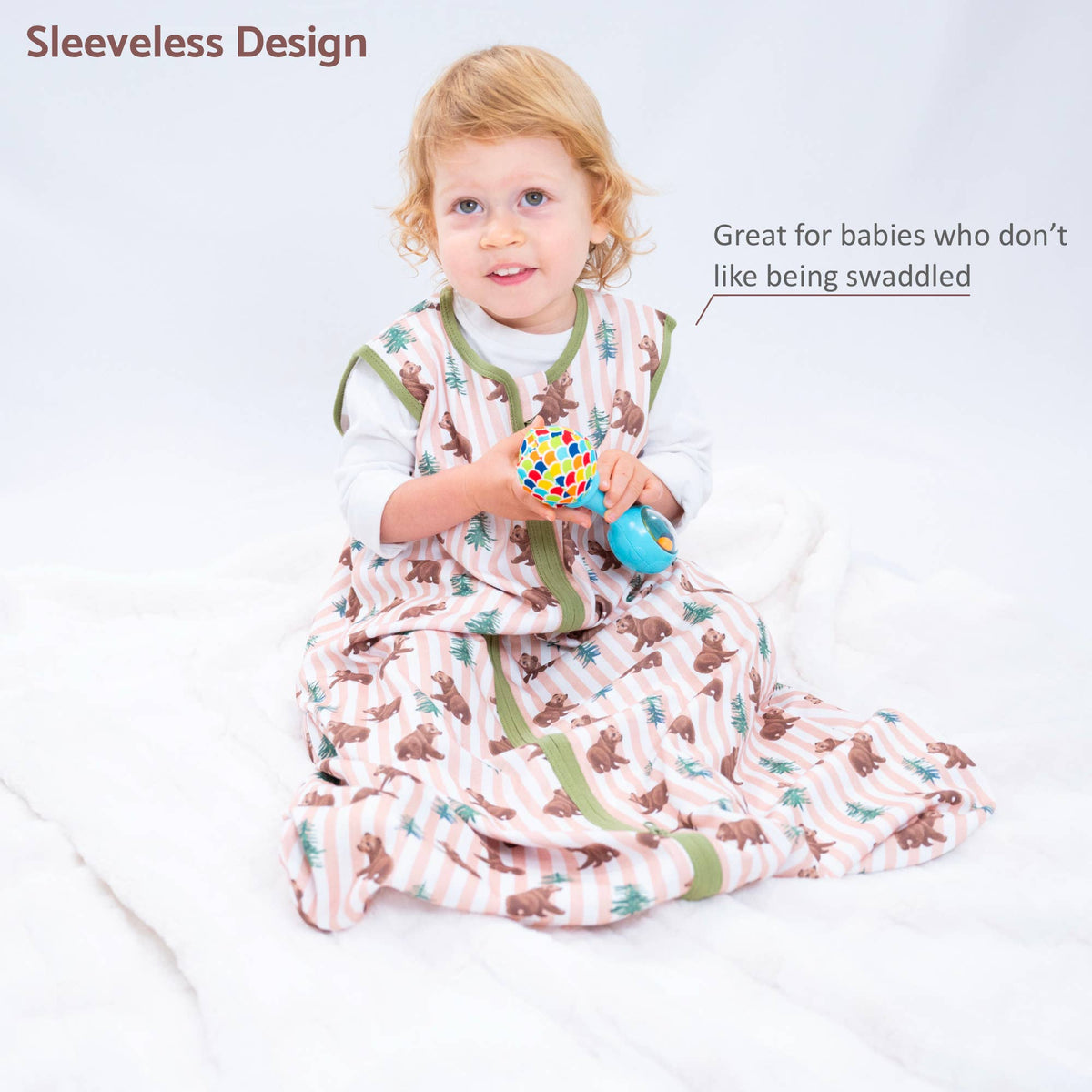 LollyBanks - Baby Bear Baby Sleep Sack, 100% Organic Cotton - Baby Dill