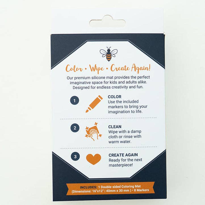 Space Reusable Silicone Coloring Placemat w Markers