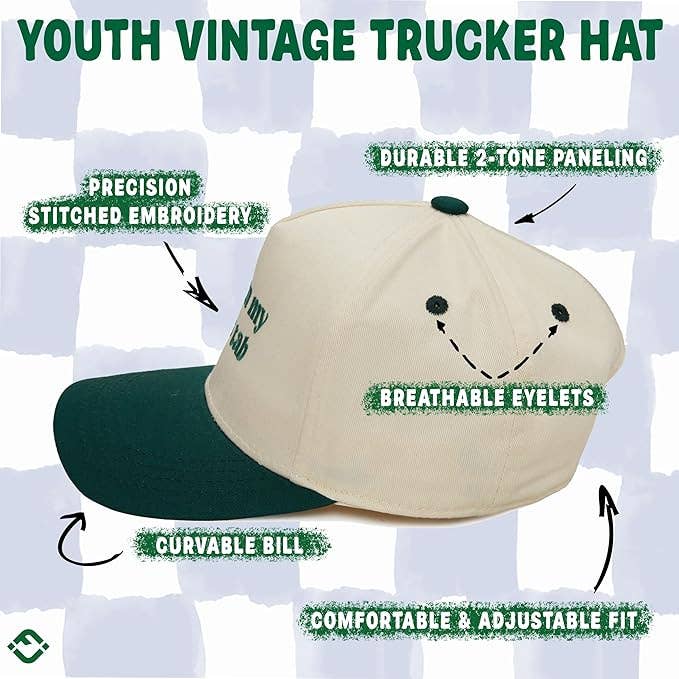 Put It on My Papa's Tab Toddler Hat (Green/Beige)