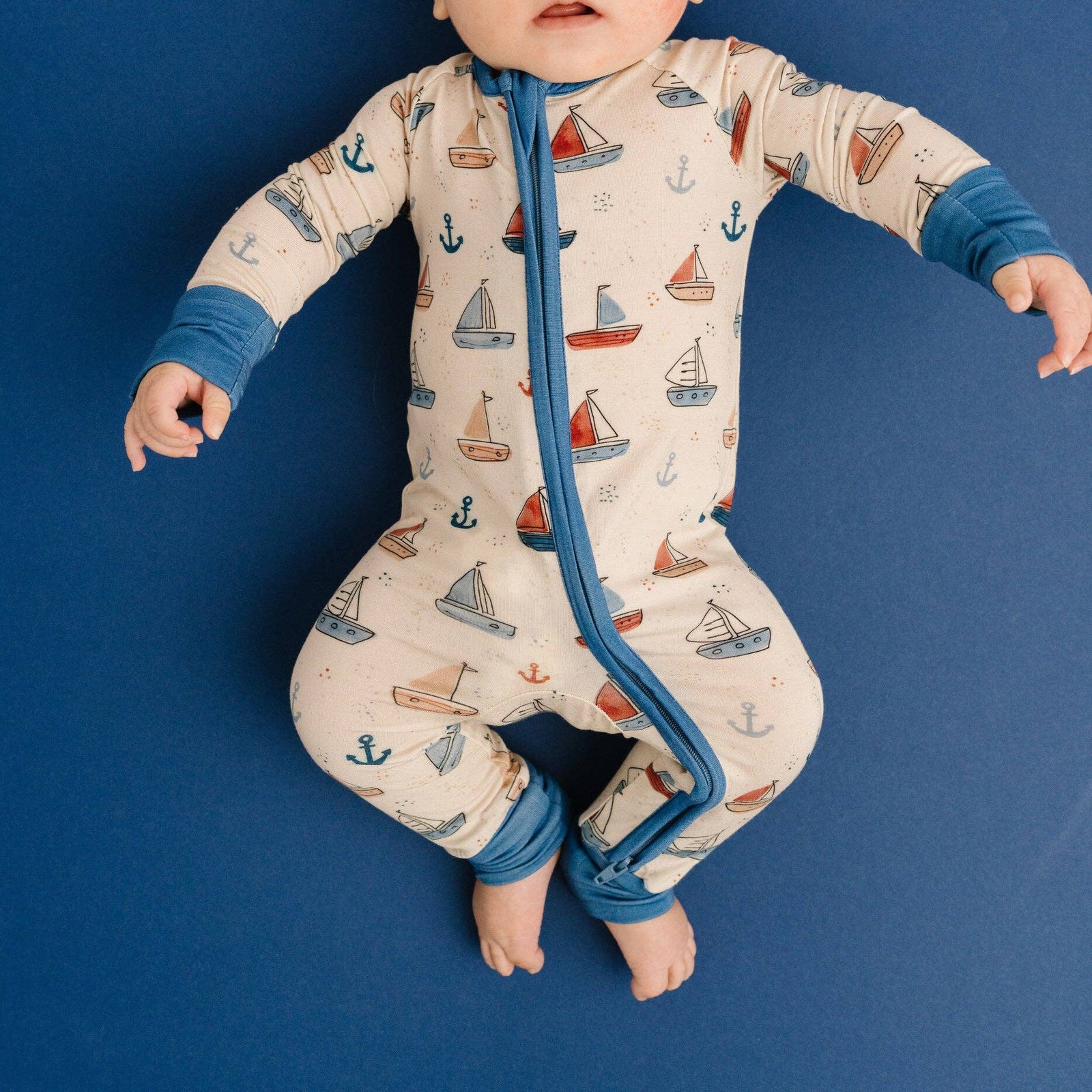 Little One Shop - Nautical Sail Bamboo Sleeper - Baby Dill