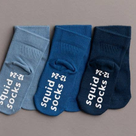 Colby - Non-Slip Baby Socks in Light Blue, Cobalt, Navy - Baby Dill
