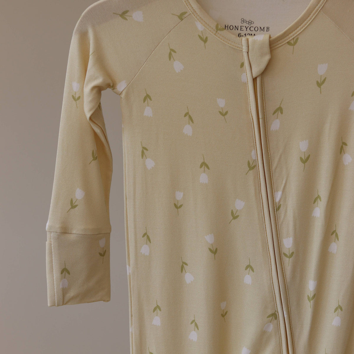 Honeycomb Goods - Buttercup Tulips Zip Pajamas - Baby Dill