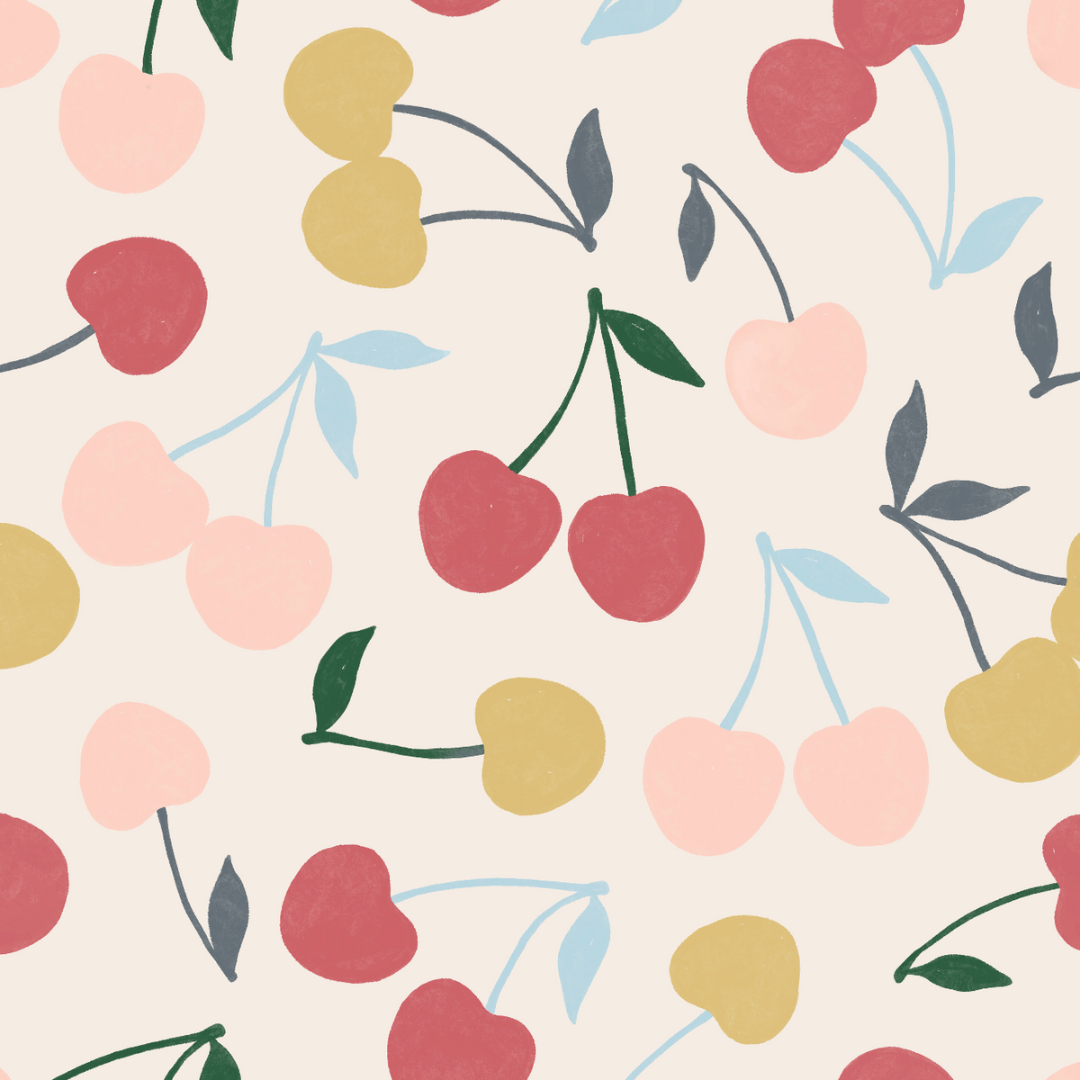 Honeycomb Goods - Sweet Cherries Zip Pajamas - Baby Dill