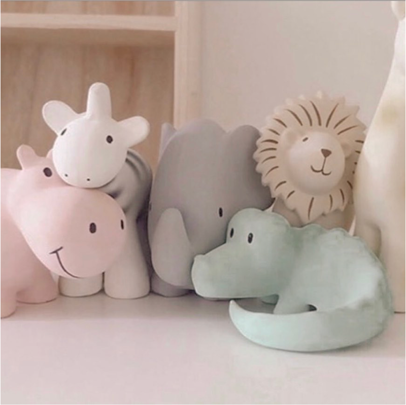 Crocodile Natural Organic Rubber Teether, Rattle &amp; Bath Toy