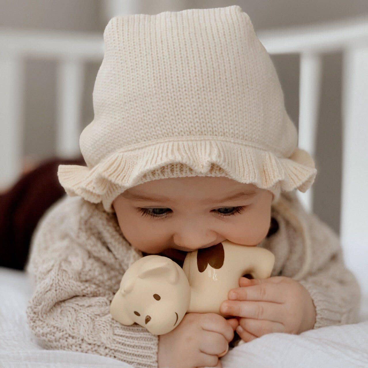 Puppy Natural Organic Rubber Teether, Rattle & Bath Toy - Baby Dill