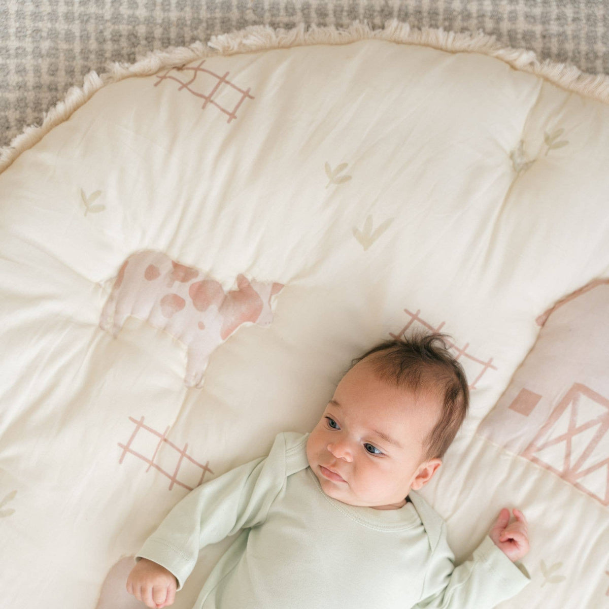 Charlie Farmhouse Quilted Play Mat - Baby Dill