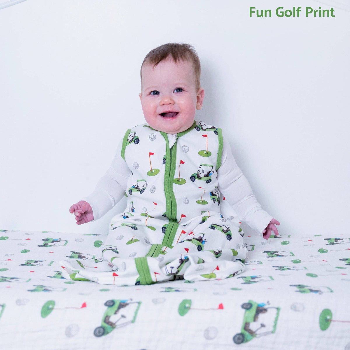 LollyBanks - Organic Cotton Sleep Sack 0.5 TOG Golf A Round - Baby Dill
