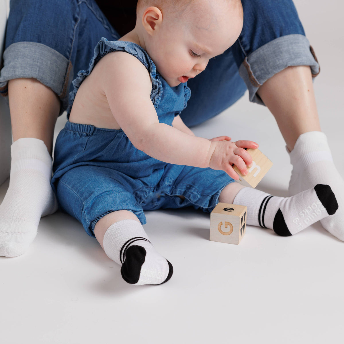 squid socks - City - Non-Slip Baby Socks - Black, Grey, White with Stripes - Baby Dill
