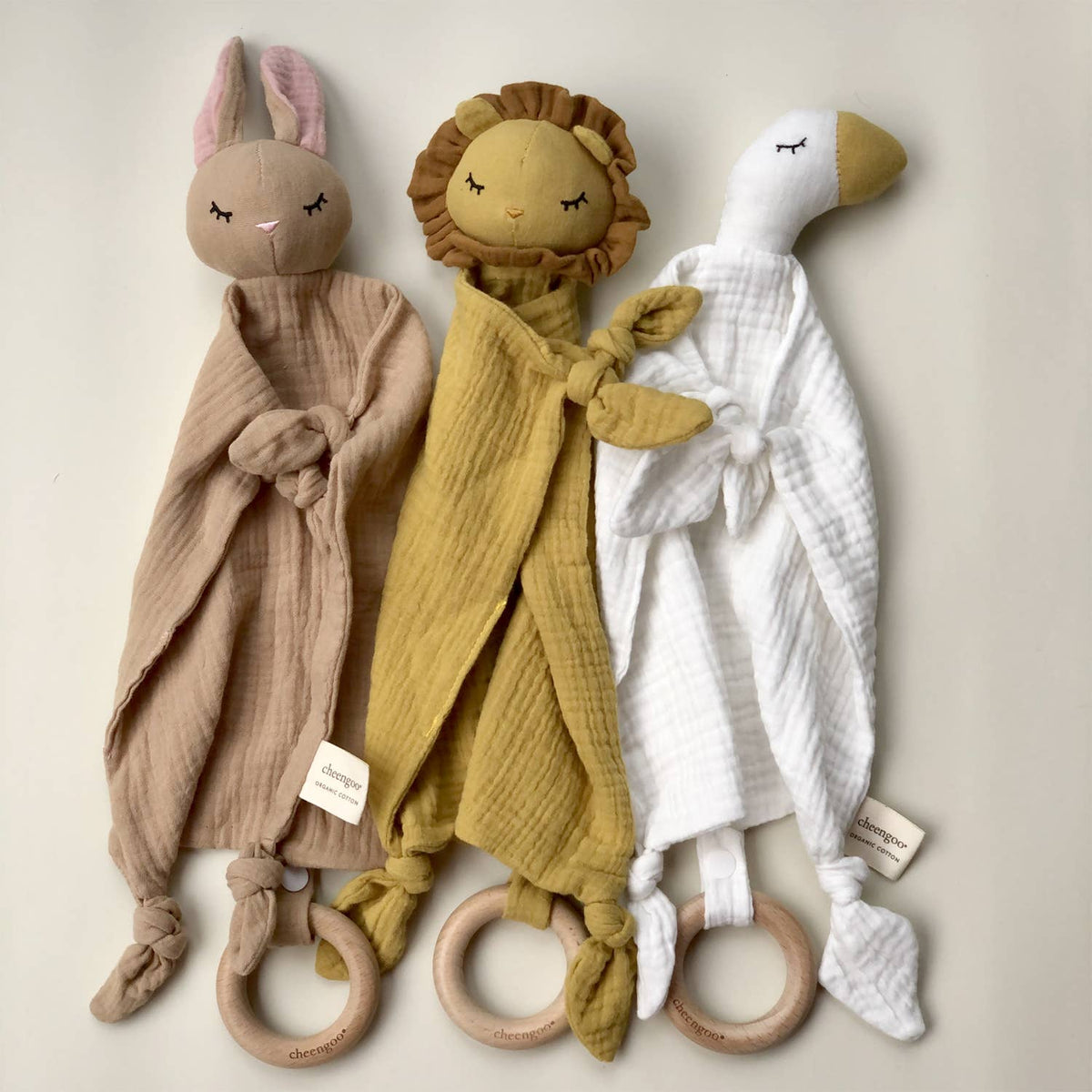 Cheengoo - Organic Snuggle Lovey Blanket - Goose - Baby Dill