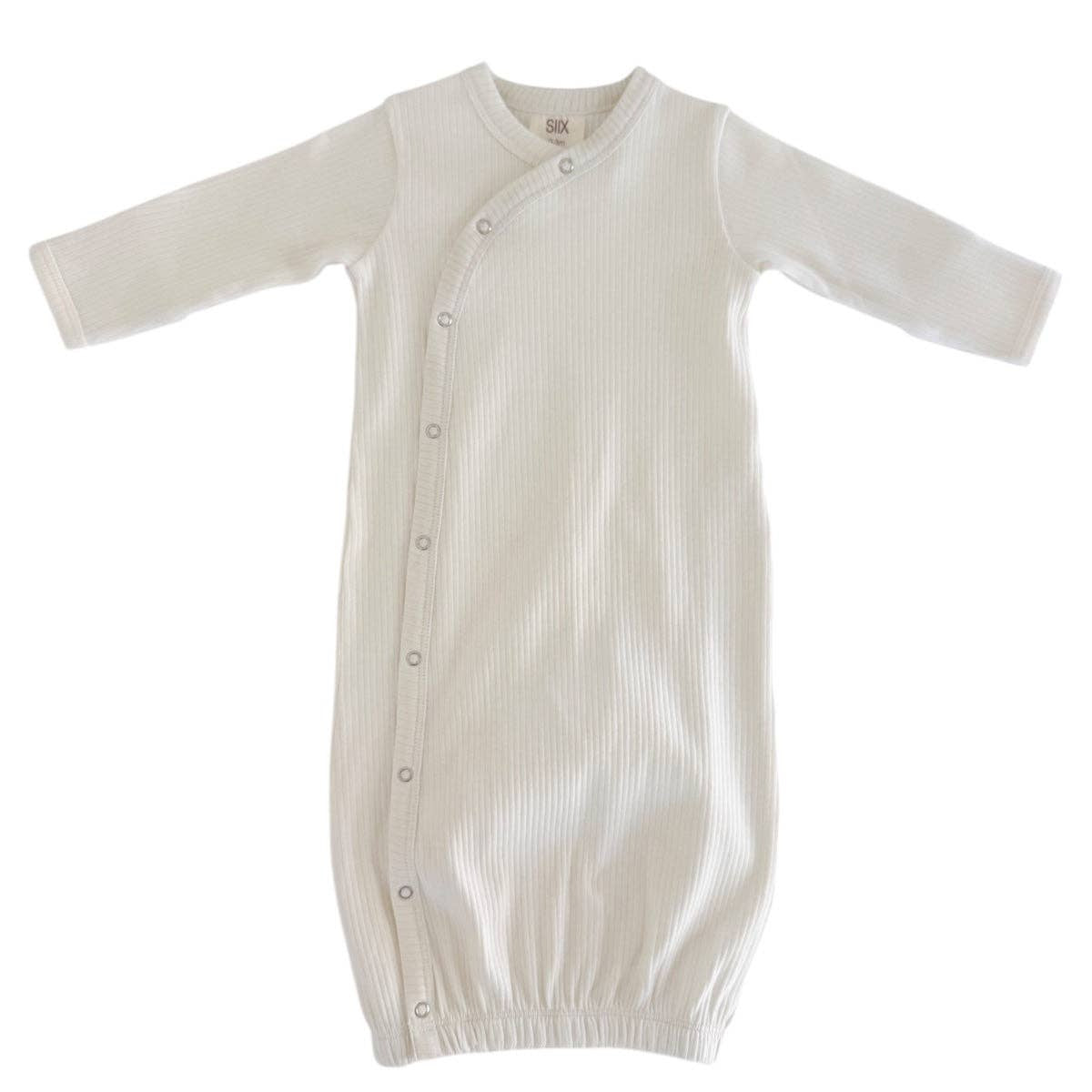 Ivory Organic Ribbed Gown - Baby Dill