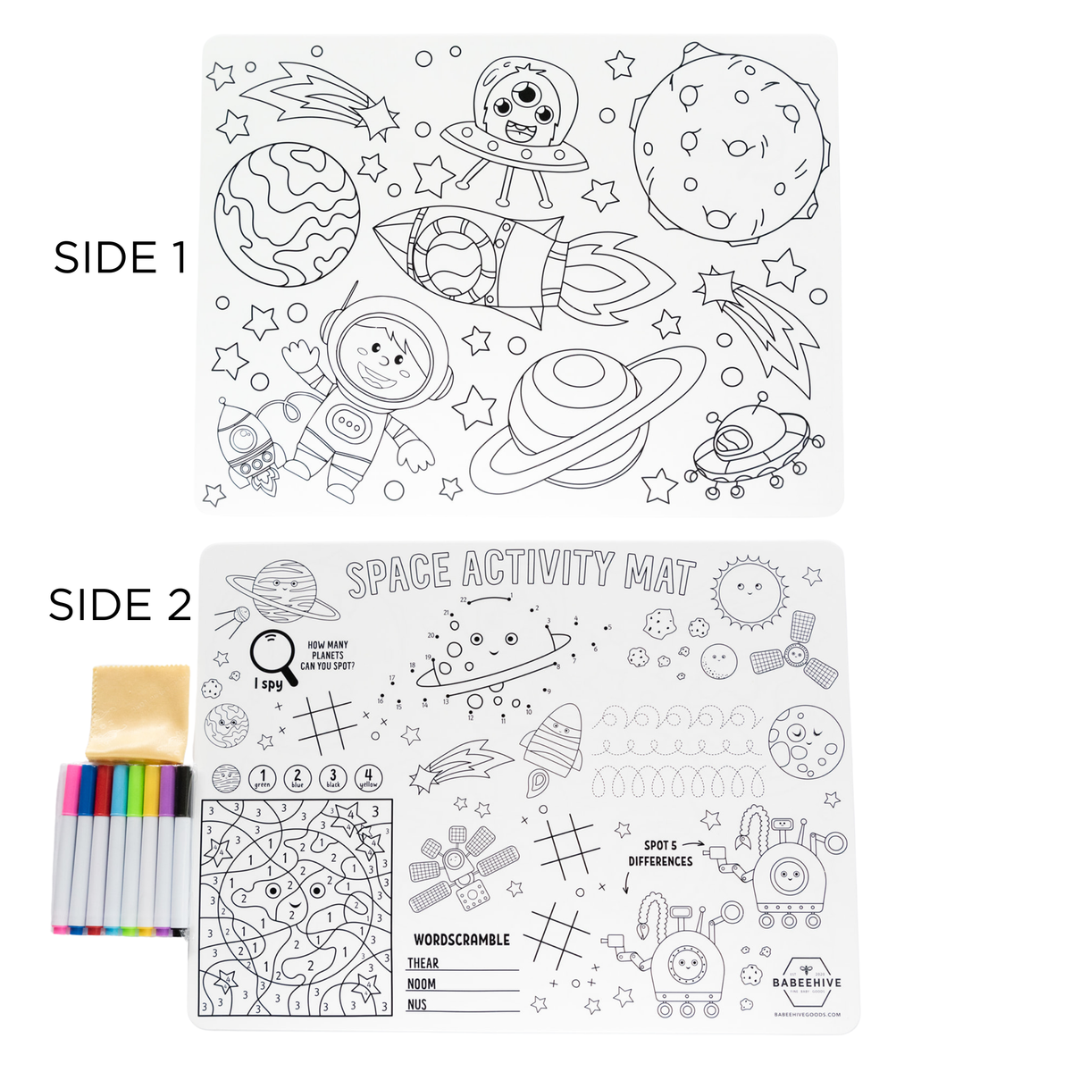 Silicone Reusable Coloring Placemat with Markers - Baby Dill