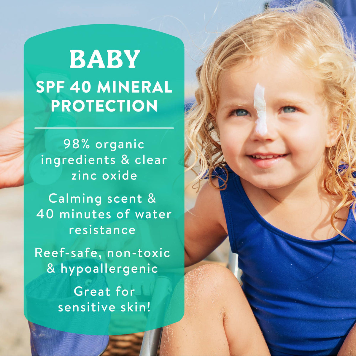 Badger Mineral Baby Sunscreen Cream SPF 40 with Zinc Oxide - Baby Dill