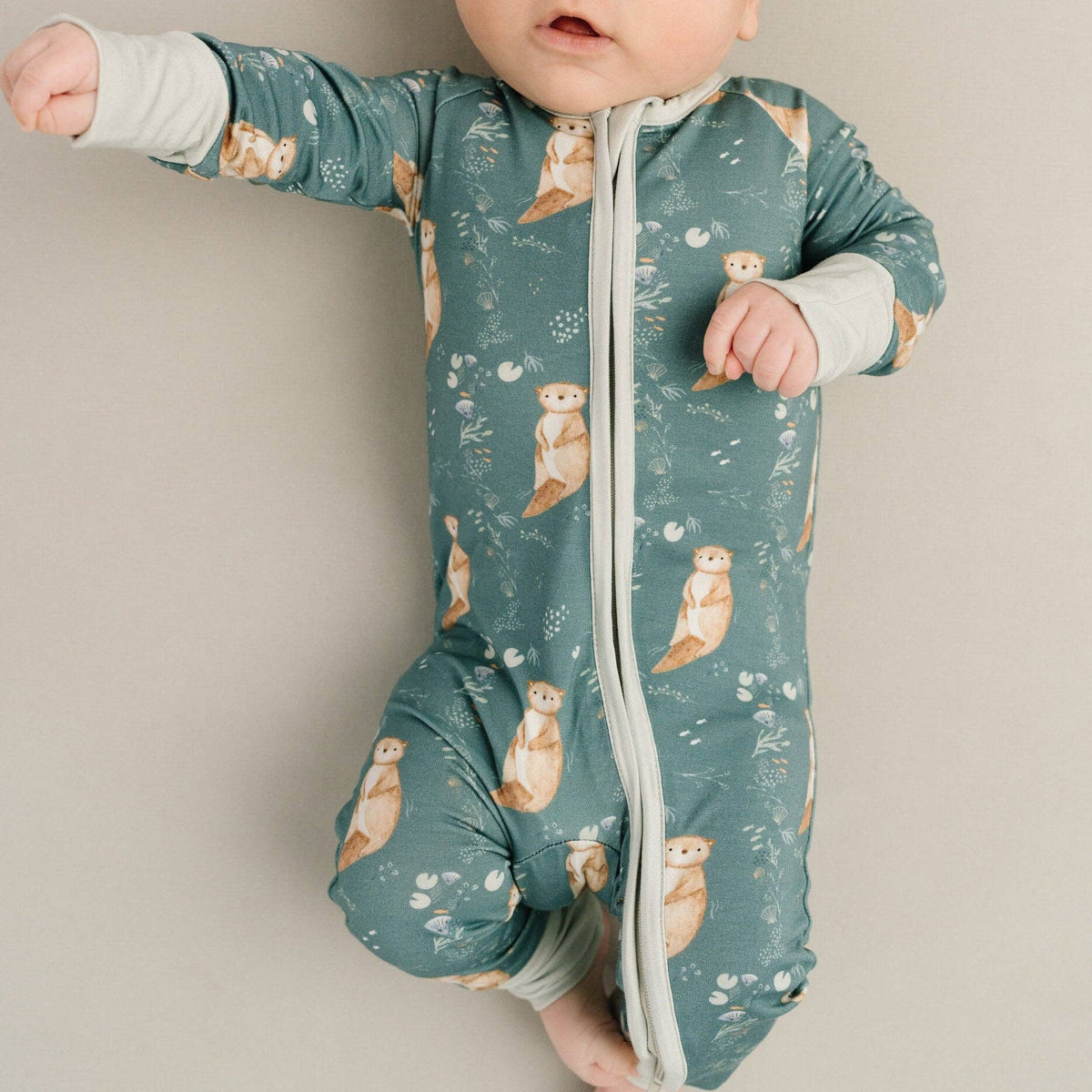Little One Shop - Otter Pals Bamboo Sleeper - Baby Dill