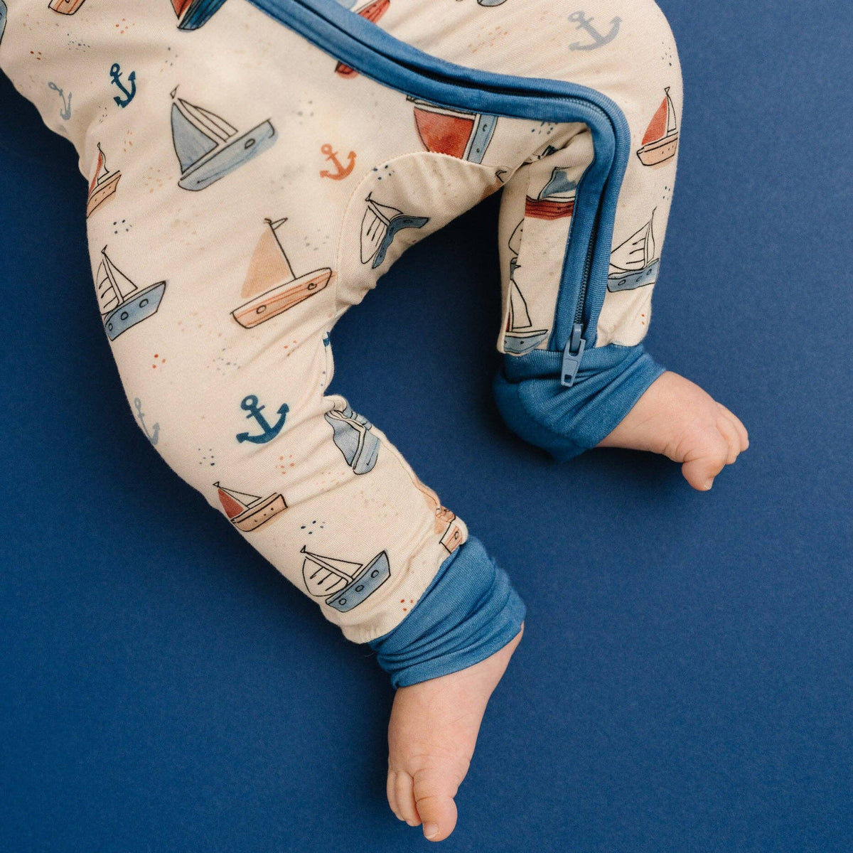 Little One Shop - Nautical Sail Bamboo Sleeper - Baby Dill