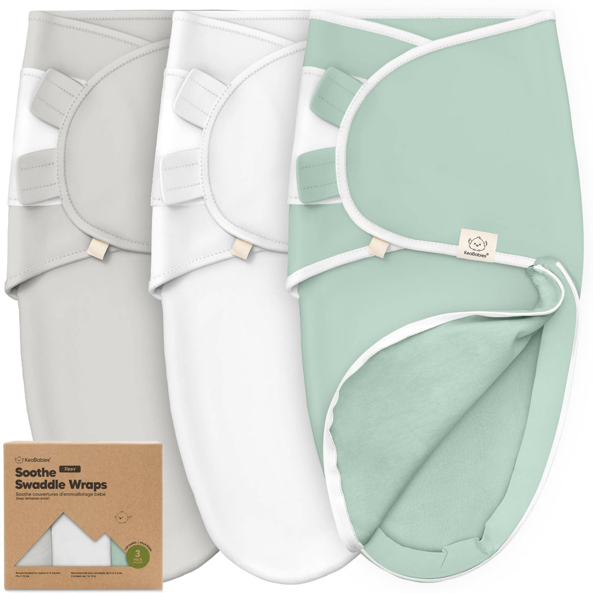 3pk Soothe Zippy Baby Swaddles 0-6 Months Newborn Sleep Sack