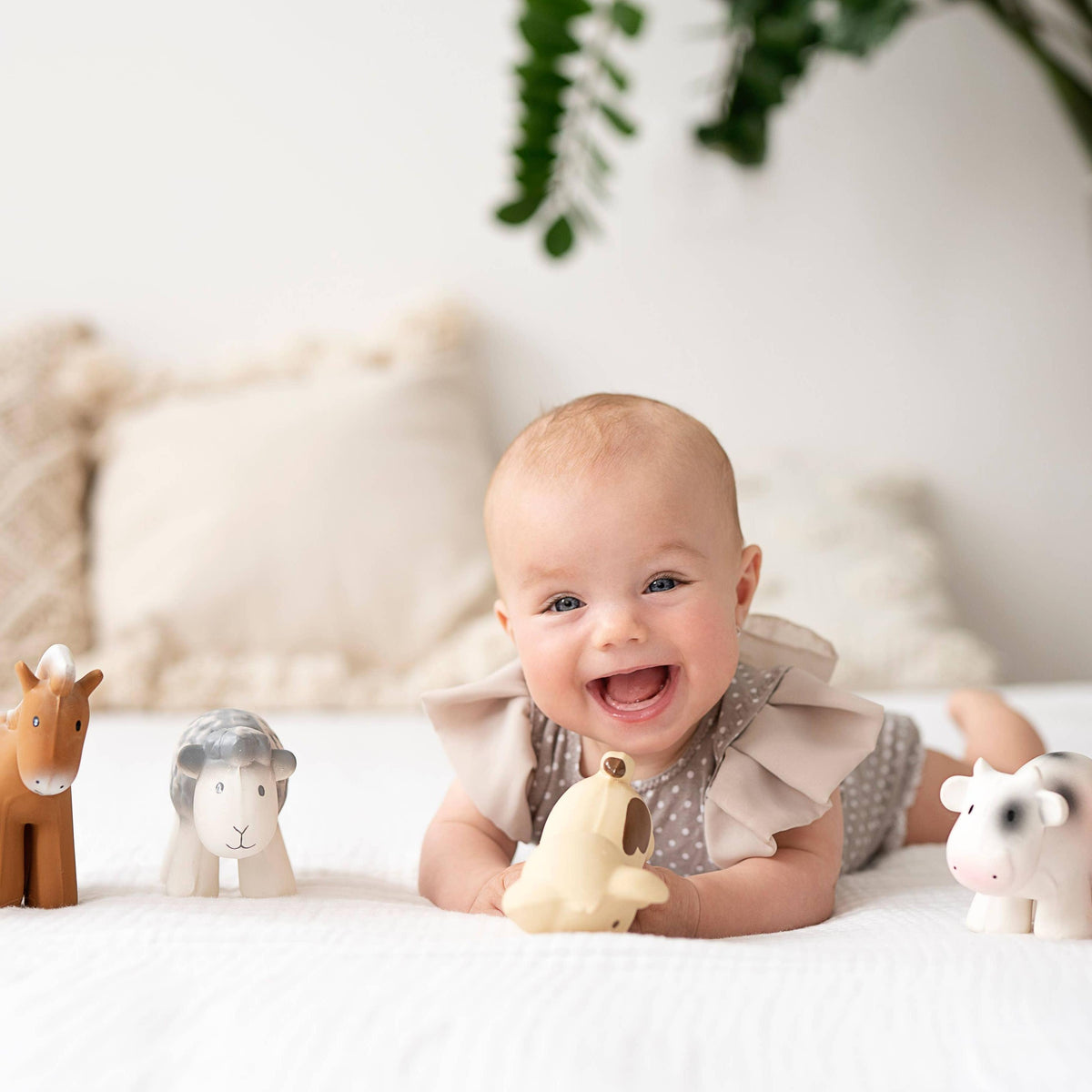 Puppy Natural Organic Rubber Teether, Rattle &amp; Bath Toy