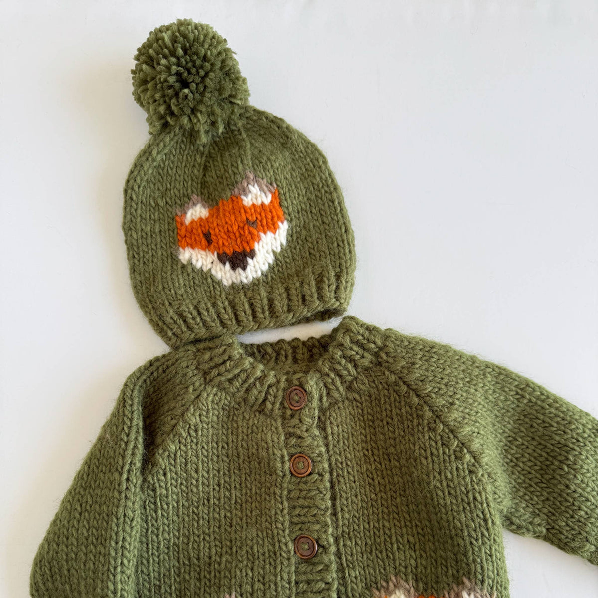 Hand Knit Baby Fox Beanie