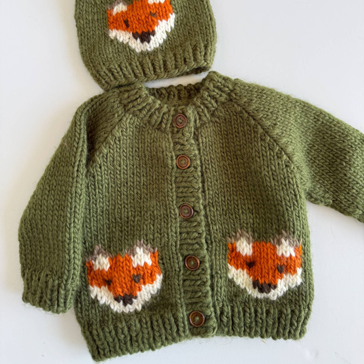 Baby Fox Hand Knit Cardigan