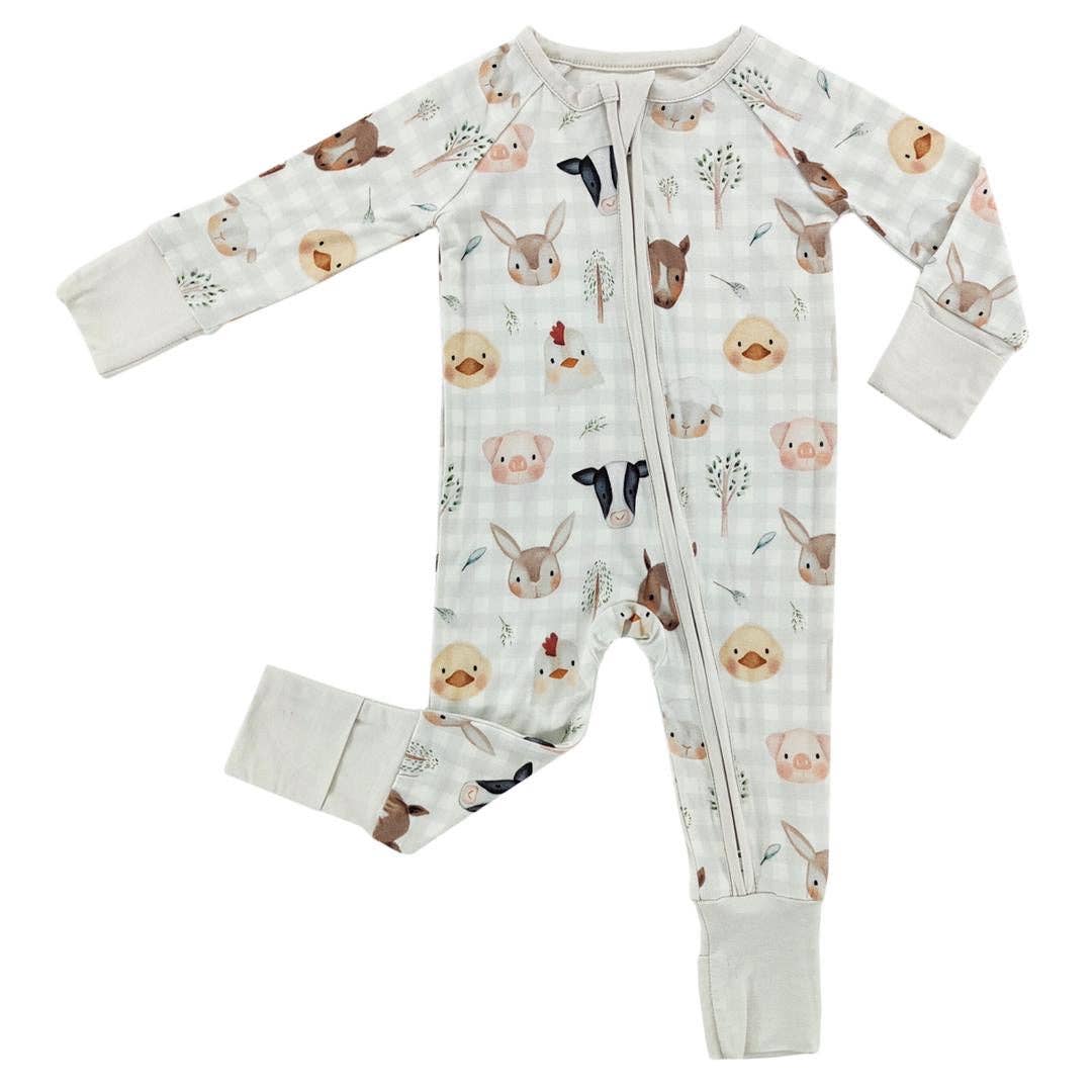 Farm Friends Double Zip Bamboo Sleeper - Baby Dill
