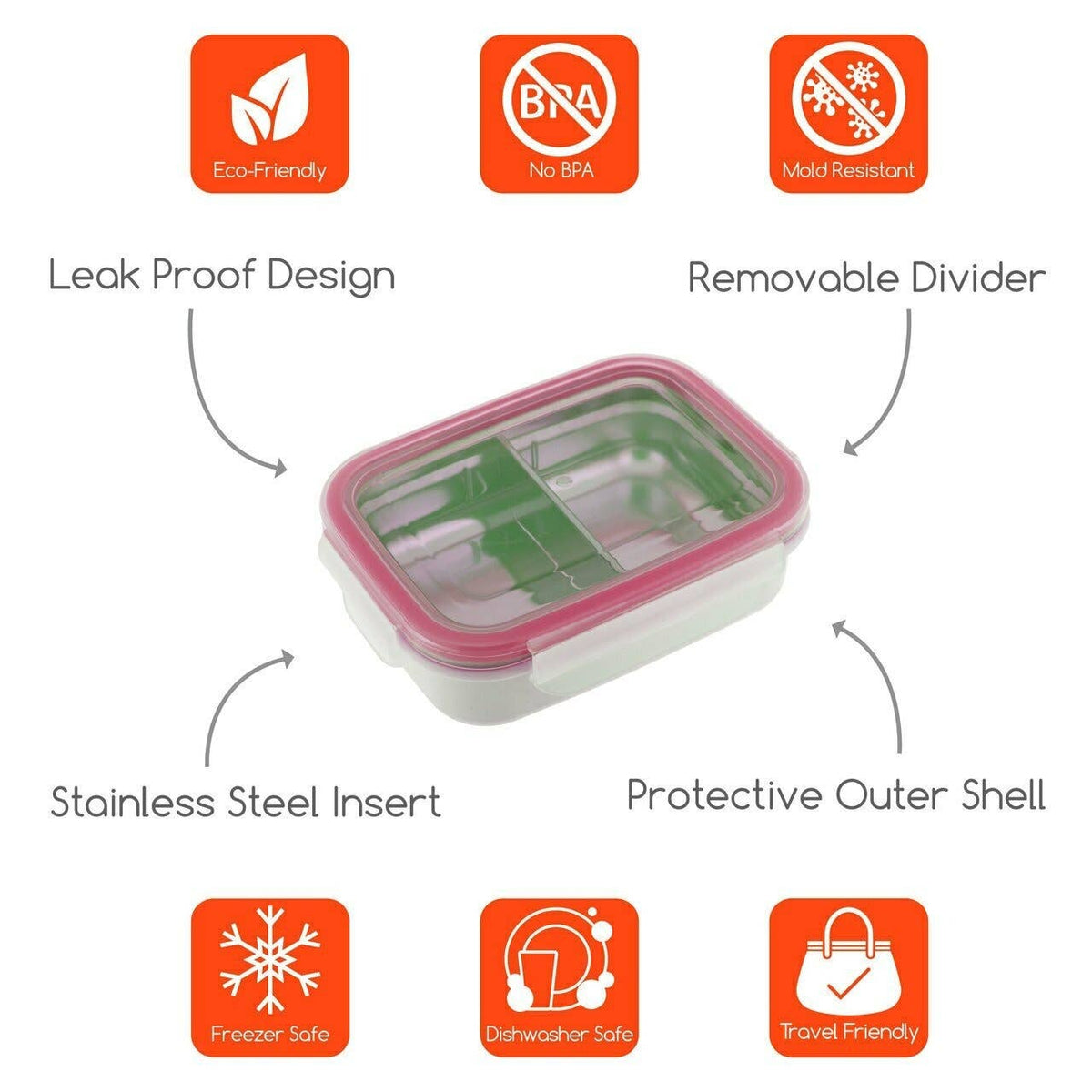 11oz Stainless Steel Divided Leakproof Snack Bento