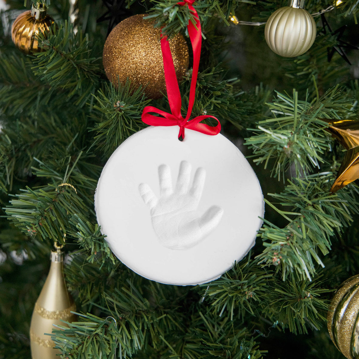 Baby Handprint or Footprint Christmas Ornament Kit, Set of 2