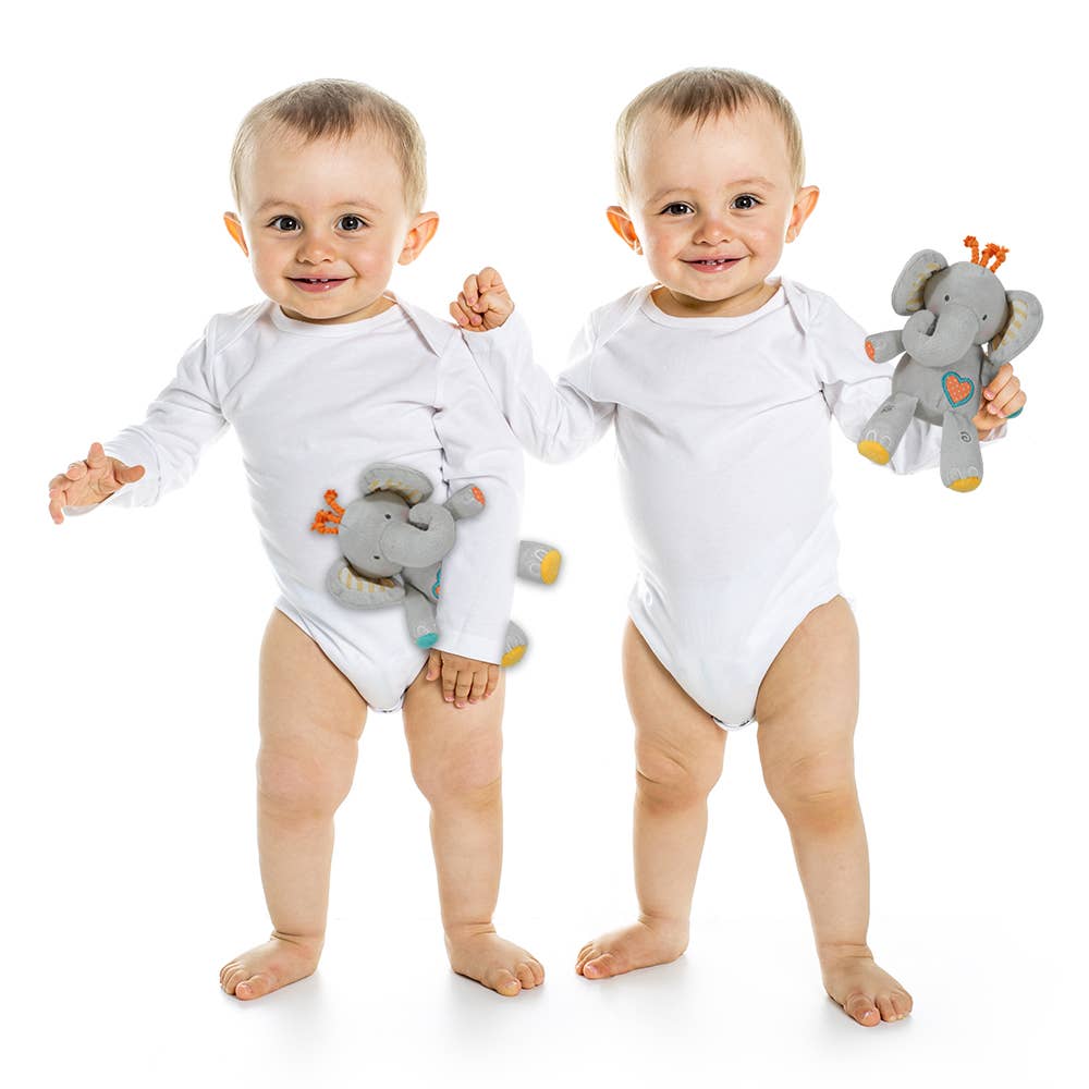 We are Twins Gift Set w/ Book and 2 Plush Elephant Rattles