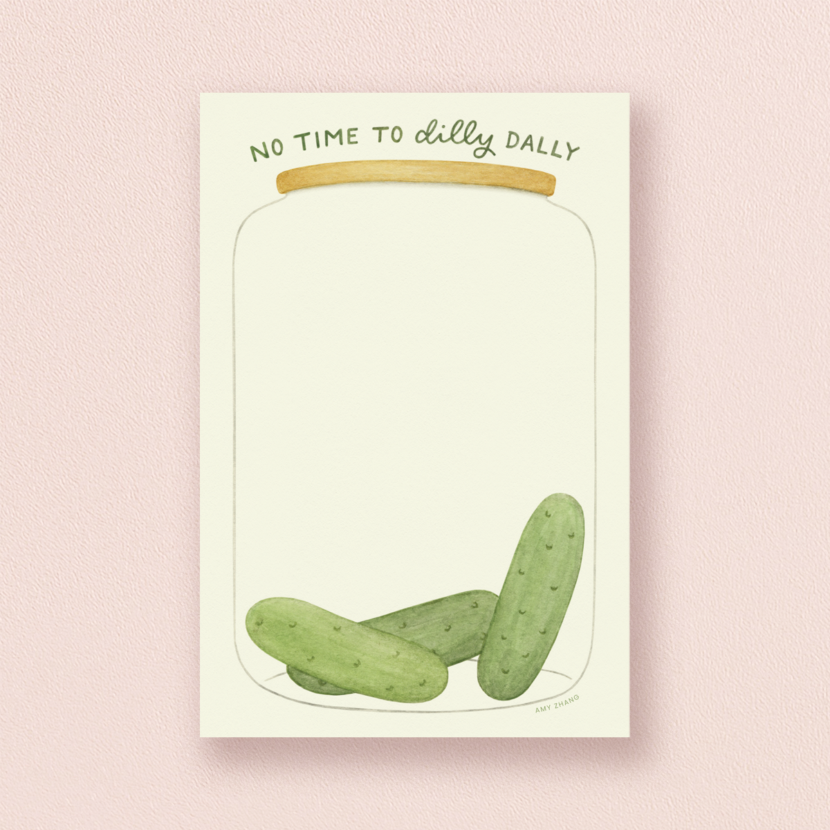 No Time To Dilly Dally — Pickle Lovers Food Pun Notepad - Baby Dill
