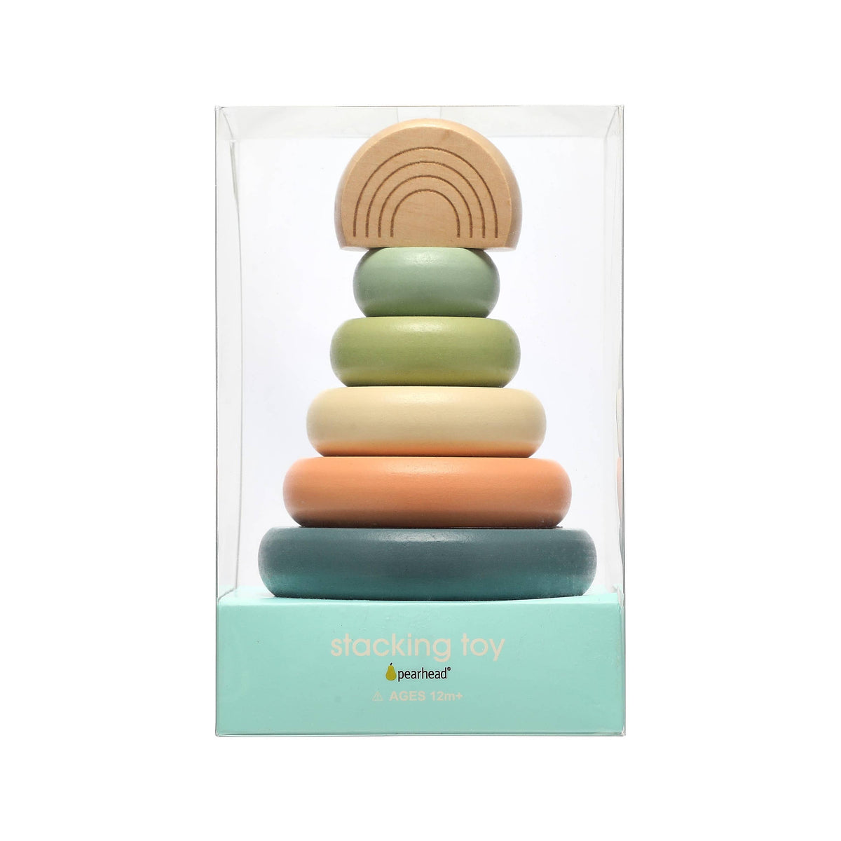 Pearhead - Wooden Stacking Rainbow Tower Baby Toy, Nursery Decor - Baby Dill